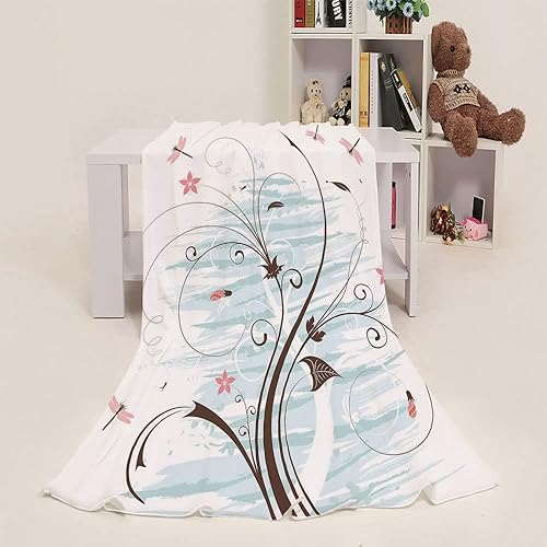 Miniatura 8 de Manta de sofá peluda, manta de bebé de libélula personalizada, imagen de acuarelas de naturaleza floreciente, suave y cálida, 60 x 80 pulgadas,