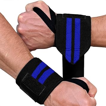 Wrist Support Band with Thumb Loop Grip for Weightlifting Adjustable Strap for Unisex. (Blue)