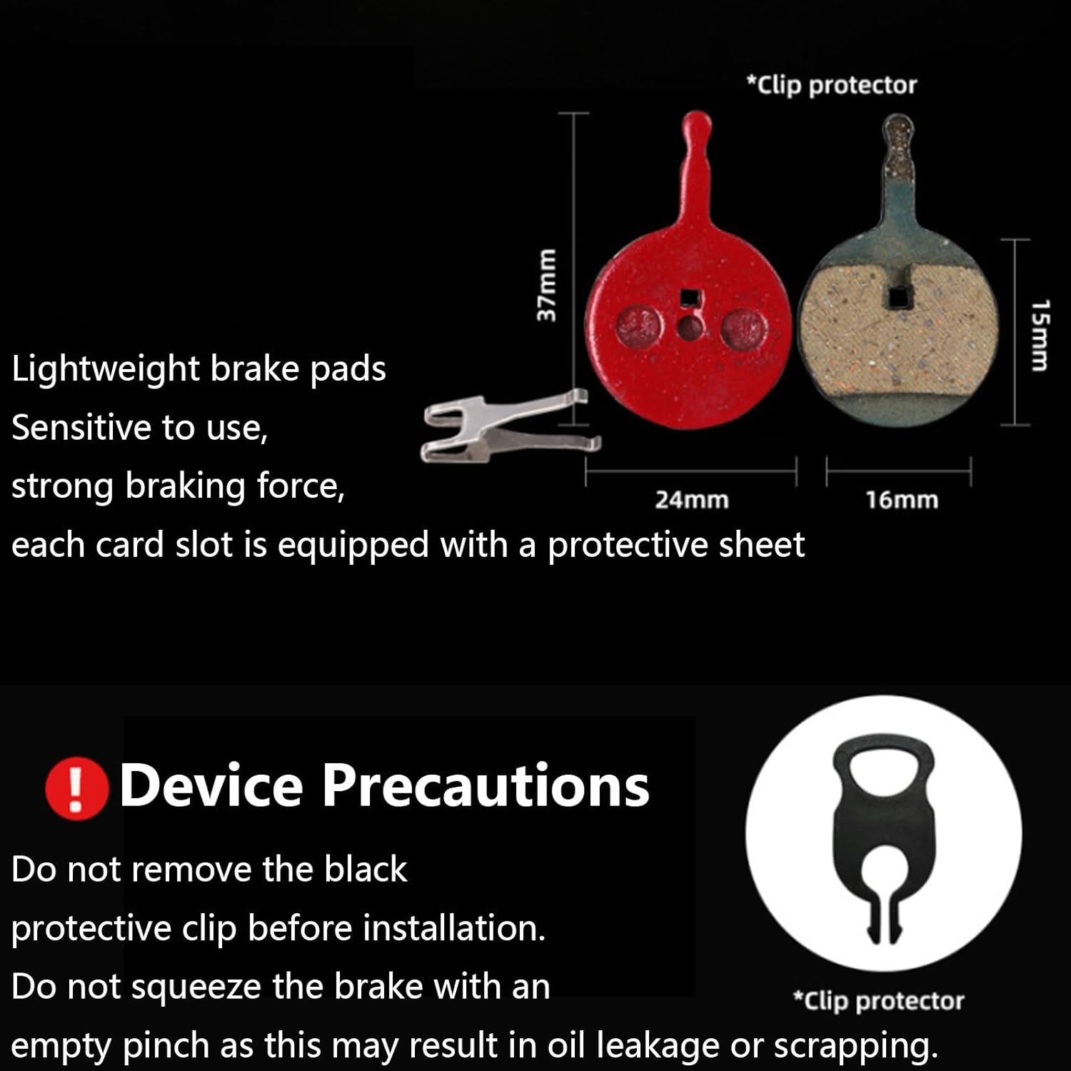 Hydraulic Disc Brake Set for Mountain Bikes - Aluminum Alloy Front & Rear Brake Kit with Quiet Resin Pads(Black,B)