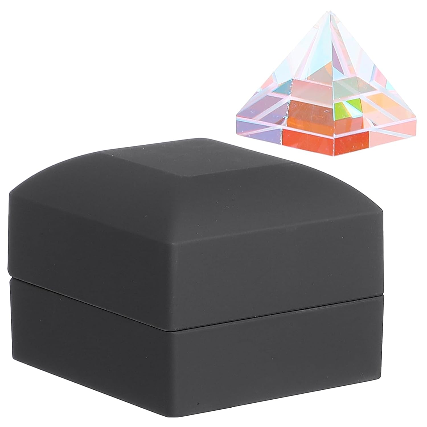 Ipetboom Optical Glass Pyramid Prism 22x22x22mm with Storage Box, Crystal Tabletop Ornament for Home Decoration and Science Education Display