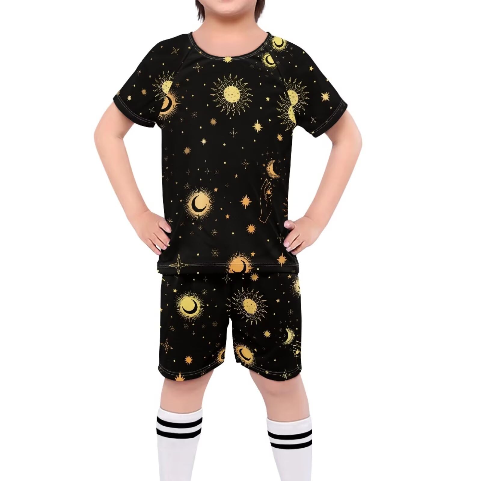 ORGYPET Sun Moon Soccer Jersey Boys Children's Football Suit Easy to Movement Soccer Jersey for Kids Soccer Uniforms for Boys Keep Boys Fresh All Day Long, M