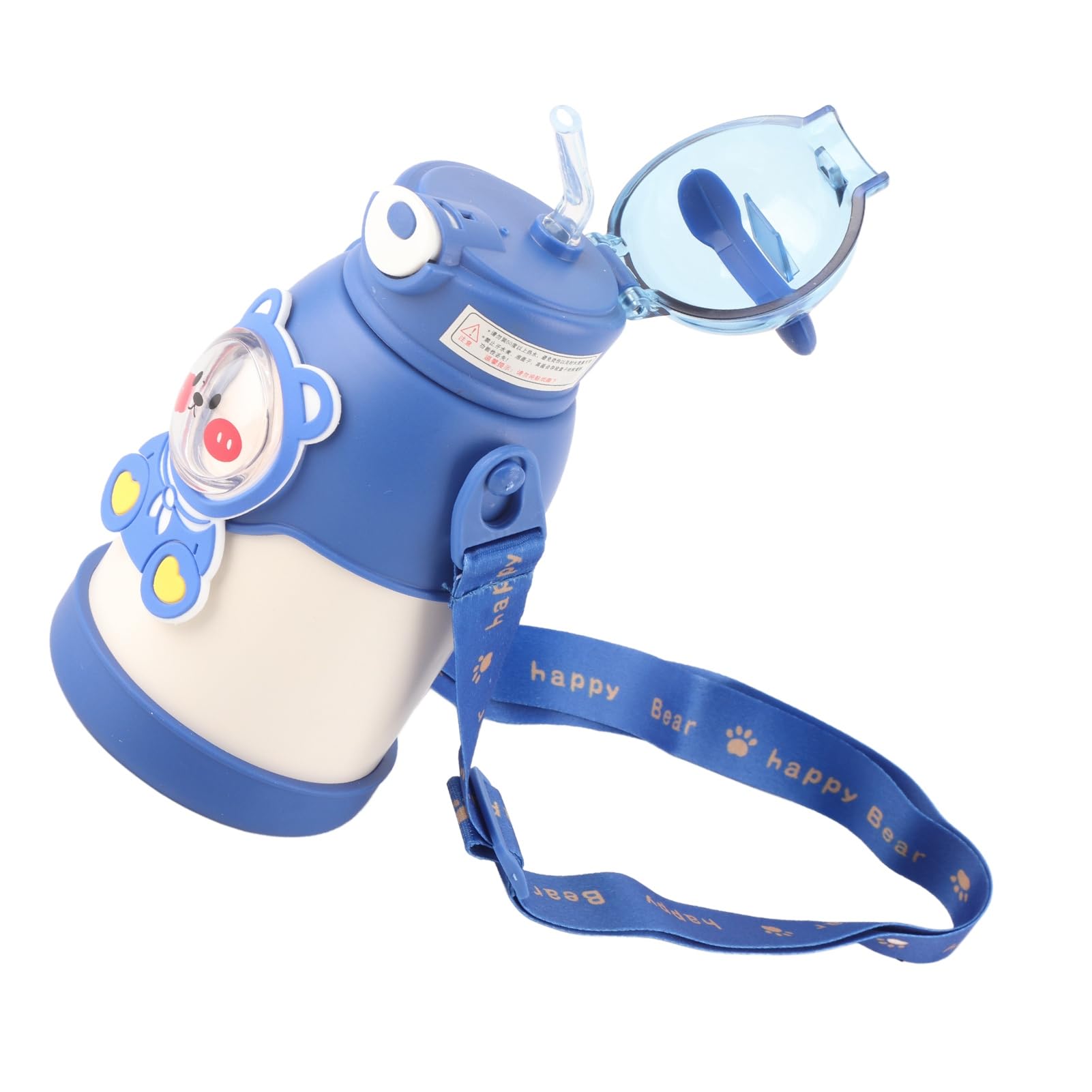 Ejoyous Bottiglia d'acqua in Metallo Bottiglia d'acqua Isolata da 500 Ml con Coperchio Ribaltabile in Acciaio Inossidabile 316 Cannuccia in Silicone e Cinturino Regolabile per i Viaggi Scolastici