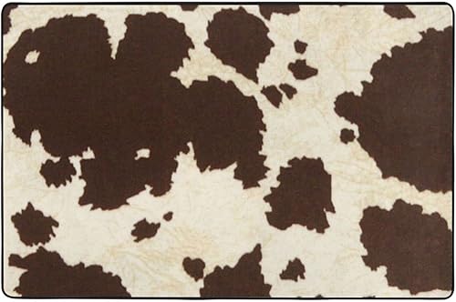 Alfombras con estampado de piel de vaca para sala de estar, 4 x 6 pies, alfombra de felpa suave y moderna, alfombras antideslizantes para decoración