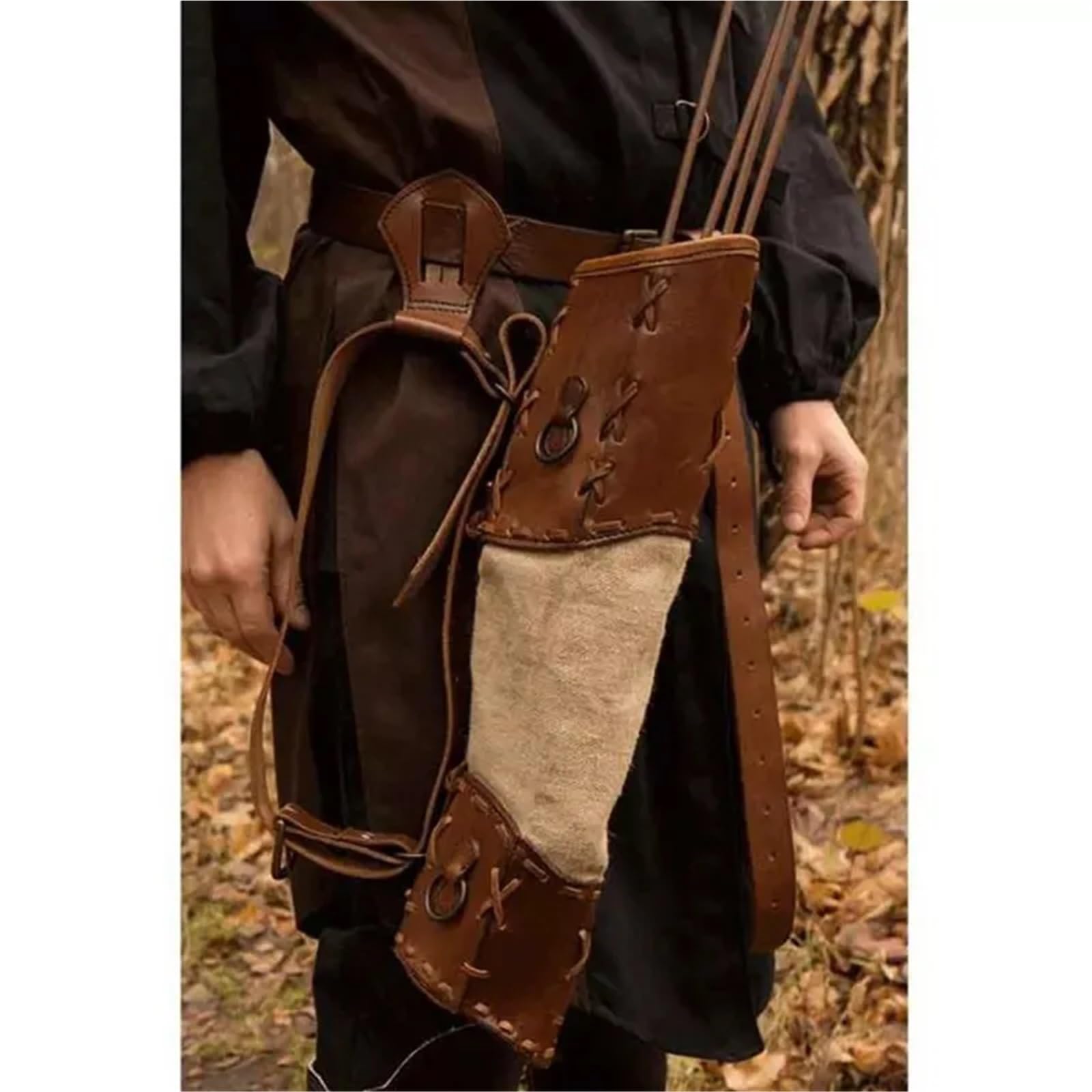 Carcaj para Flechas Tiro con Arco aljaba Cuero Espalda Flecha Titular Bolsa Funda Hombro cinturón Arquero Traje Accesorios para Tiro Al Blanco Colgante