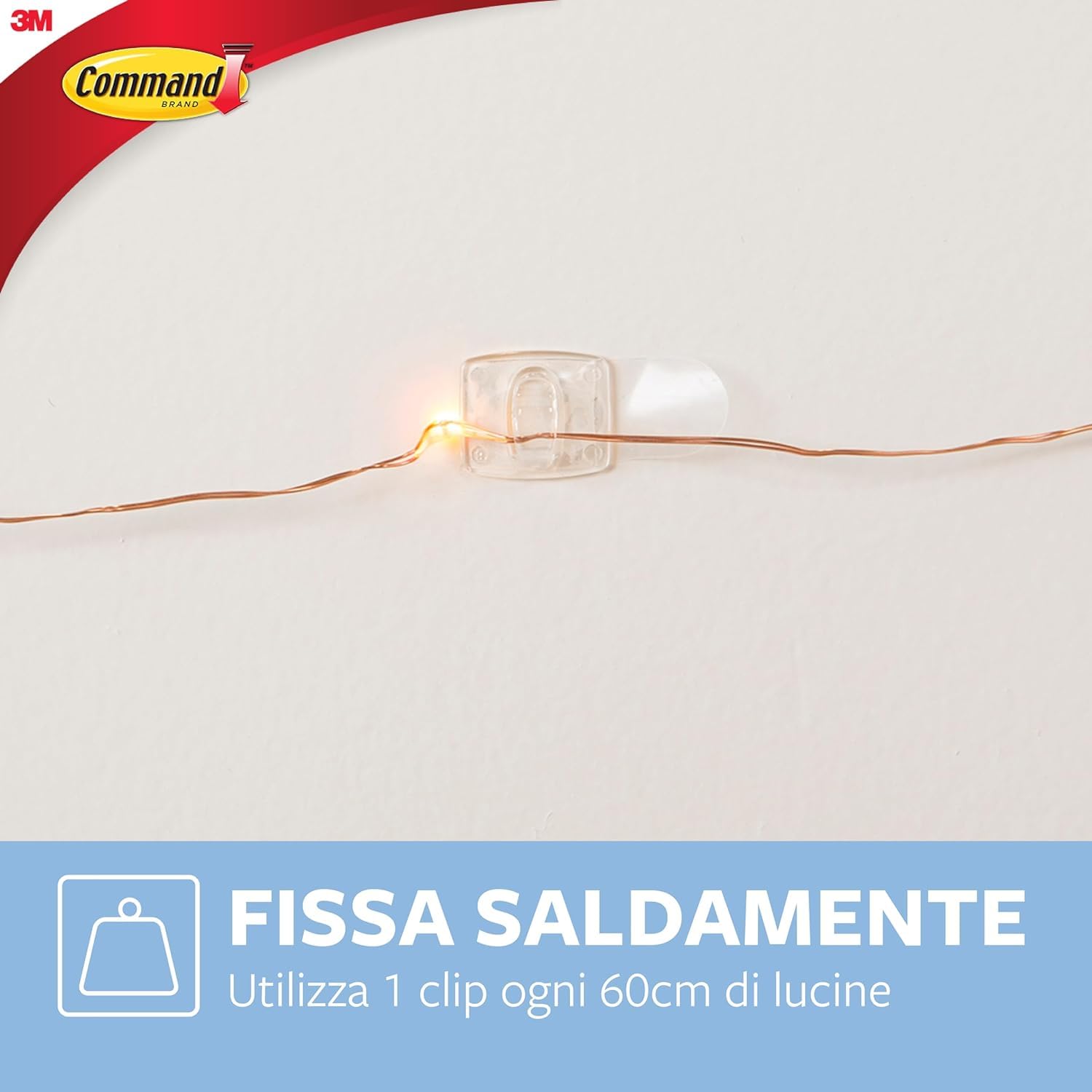Command Mini Ganci Adesivi Trasparenti per Decorazioni Interne, 60 Ganci e 68 Strisce