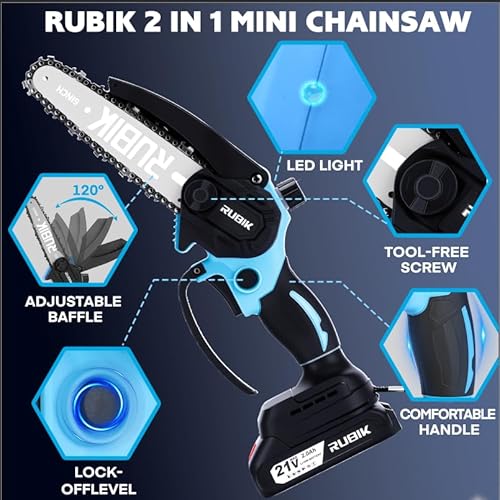 Mini Chainsaw Cordless, 8 Inch &6 Inch Electric Chain Saw, Battery Powered Handheld Tree Saw for Branch Pruning and Gardening, Brushless Chainsaw, Garden Yard Guru Tools, Gifts for Men Dad Husband - Image 7