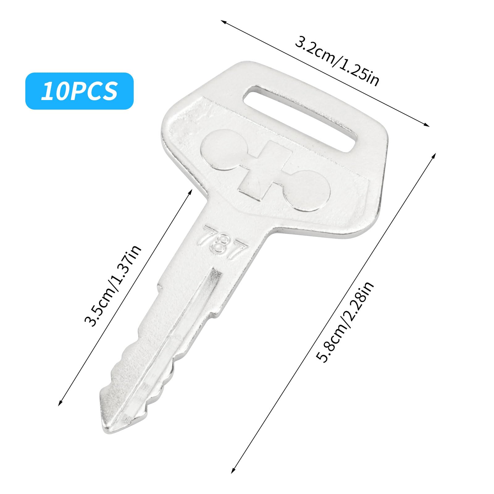 Joyan 10 PCS 787 Ignition Starter Keys for Komatsu Excavator Heavy Equipment Universal Replacement Switches, Silver - Image 2