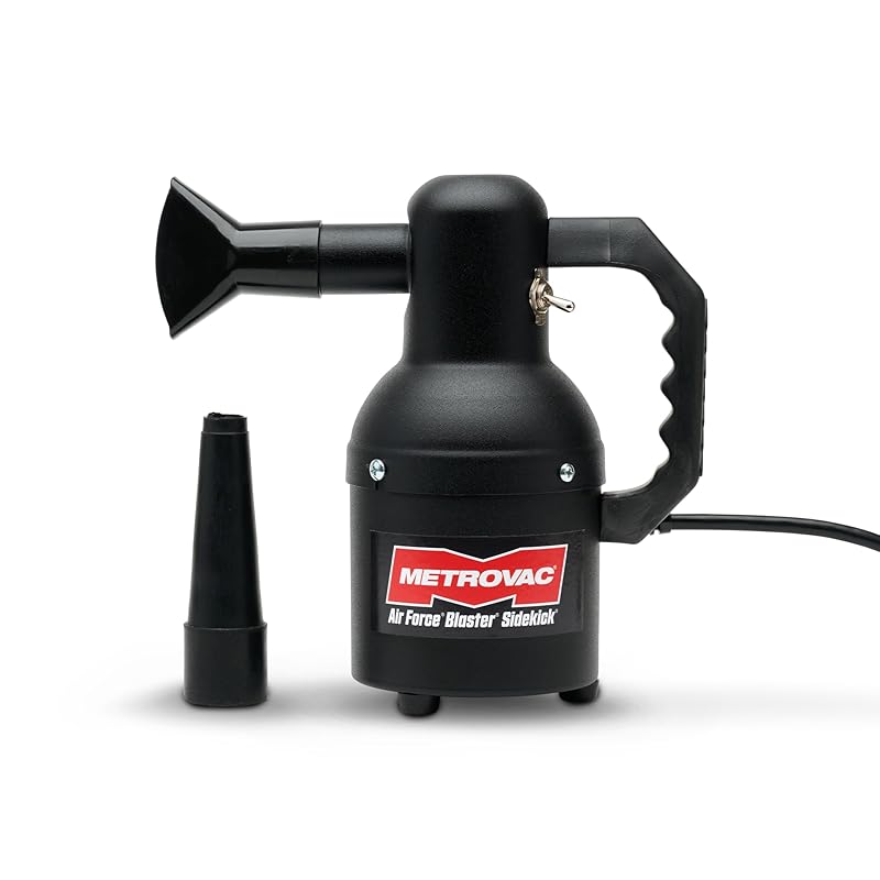 Metrovac Sidekick SK-1 Motorcycle Dryer and Air Force Blaster Sidekick with 12 Foot Cord and Matte Finish for Profesional Motorcycle Detailing, Made in the USA Black - Single Speed 12 ft cord
