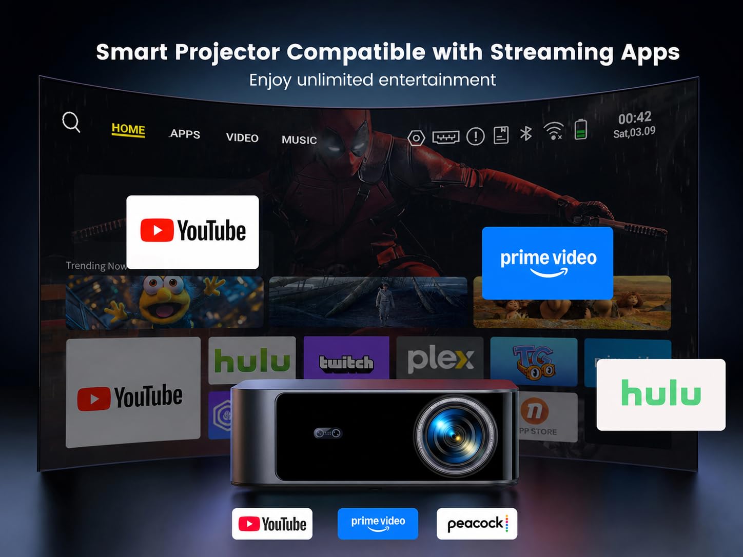 Amazon.com: [4K Support/36W Dolby Audio/APPs]Smart-Projector-4K