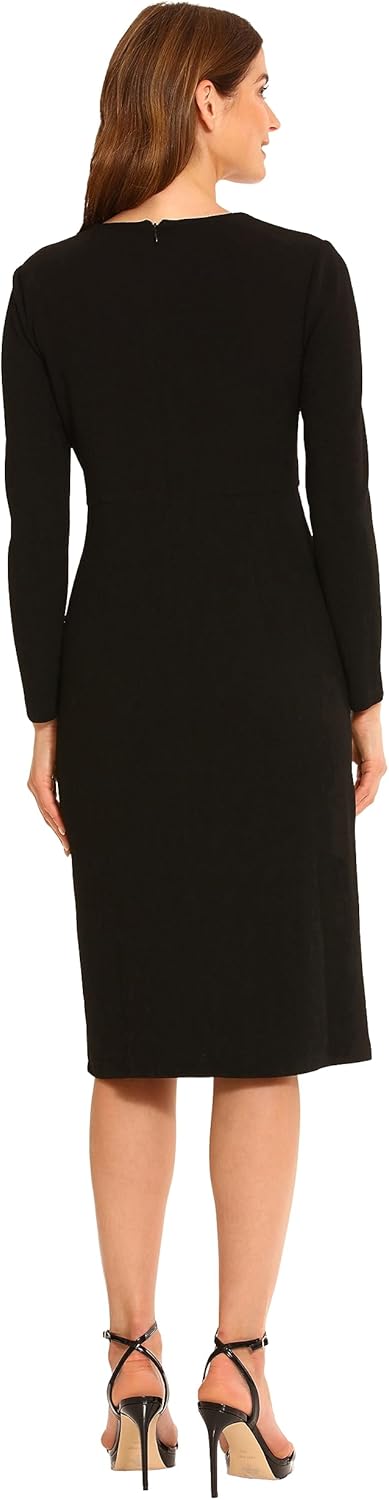 Maggy London Womens V-Neck Midi with Side Skirt Buttons Detail - Image 3