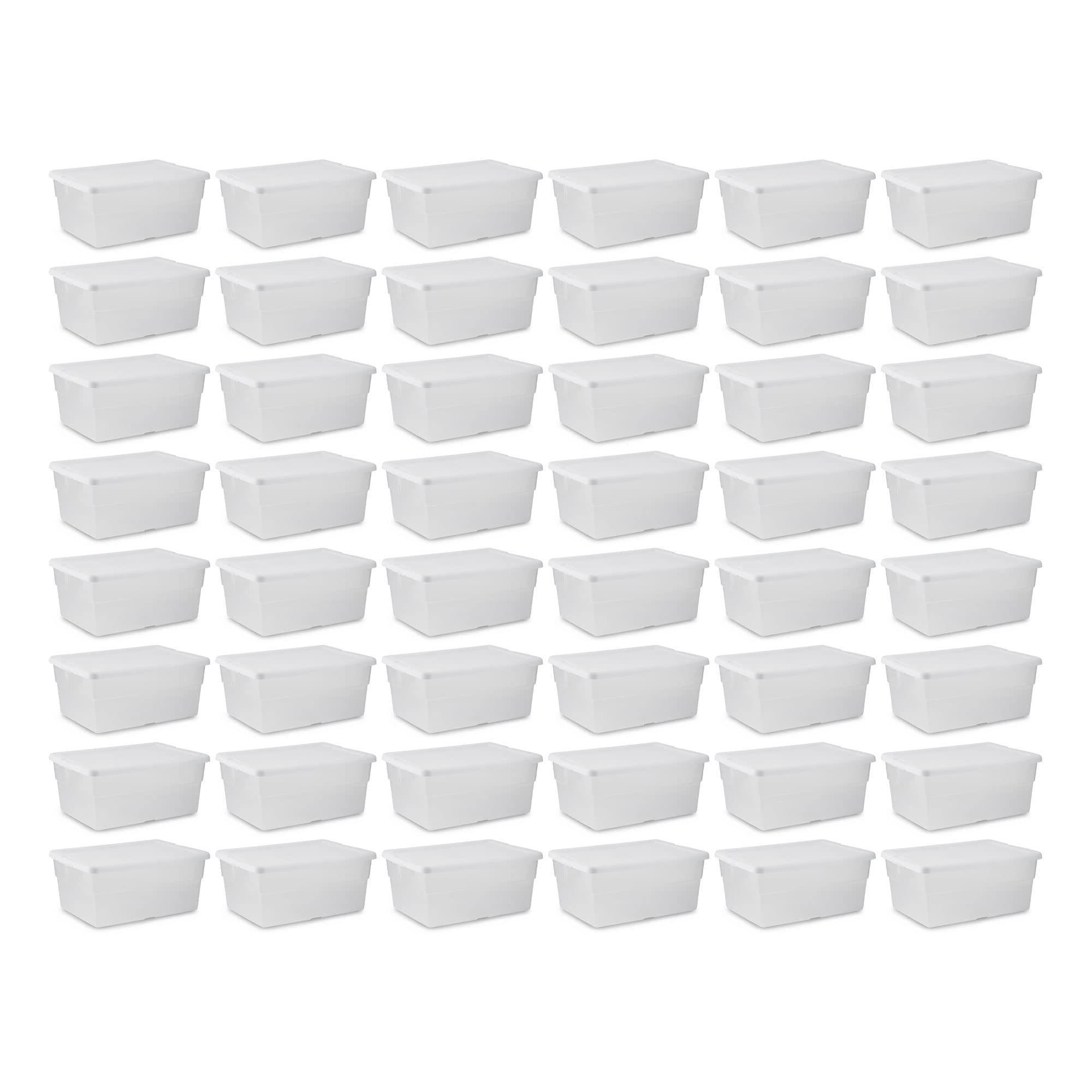 Sterilite 16 Quart Clear Plastic Stacking Storage Container Box with Latching Lid (48 Pack)