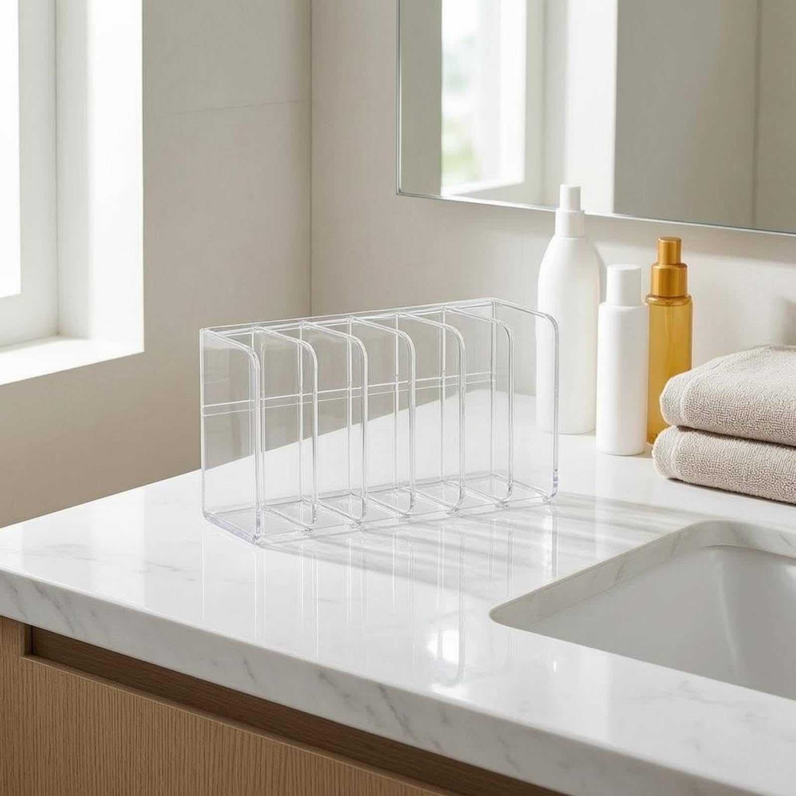 TISHITA 5 Stück Kosmetik Organizer Make Up Aufbewahrung Ablage Schminkständer Tubenhalter Aus Acryl mit Mehrfachfächern für Stehende Lagerung für Waschbeckenb, 5 Stück