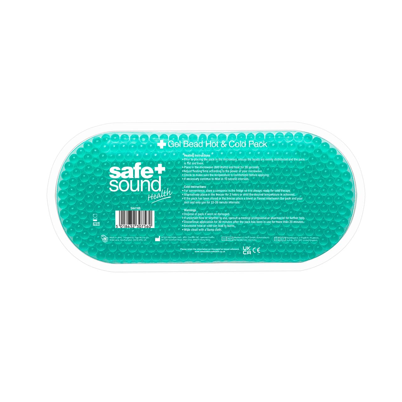 Safe & Sound Health Gel Bead Hot & Cold Pack – Reusable Flexible Therapy for Pain Relief, Injuries, Muscle Aches & Swelling – Microwave & Freezer Friendly