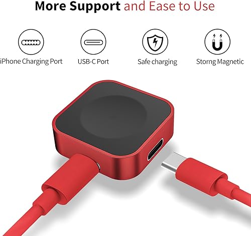 Miniatura 2 de Lovandare Adaptador de cargador magnético para Apple Watch, reutilización USB-C o iPhone Cable de carga rápida, carcasa de metal, portátil,