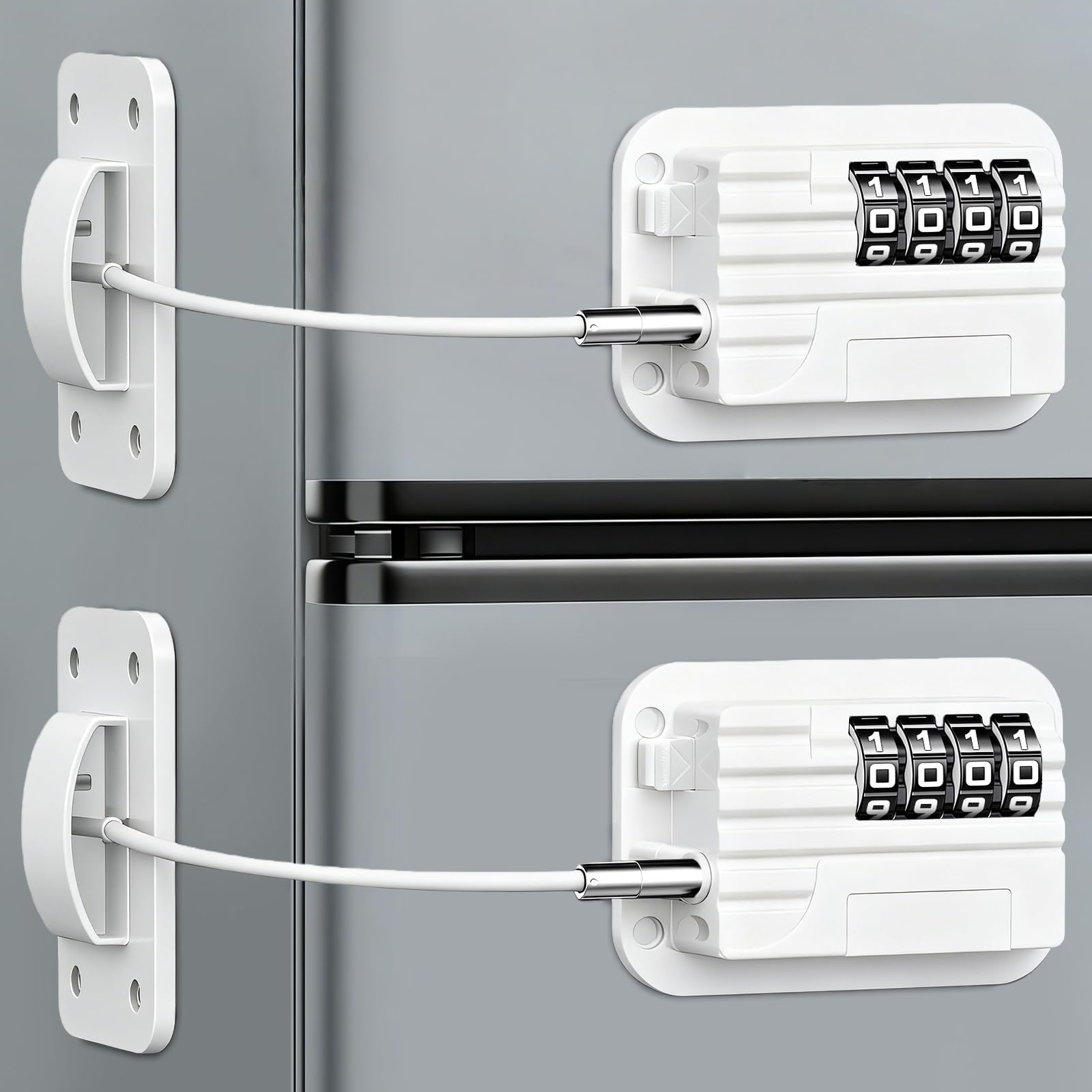 flintronic Candado Nevera con Codigo para Bebés y Adultos, Cerraduras para Figorífico con Código, Cierre de Seguridad Autoadhesiva para Refrigeradores, Taladrar, Frigorífico,Armarios,Ventana-Blanco — view 9
