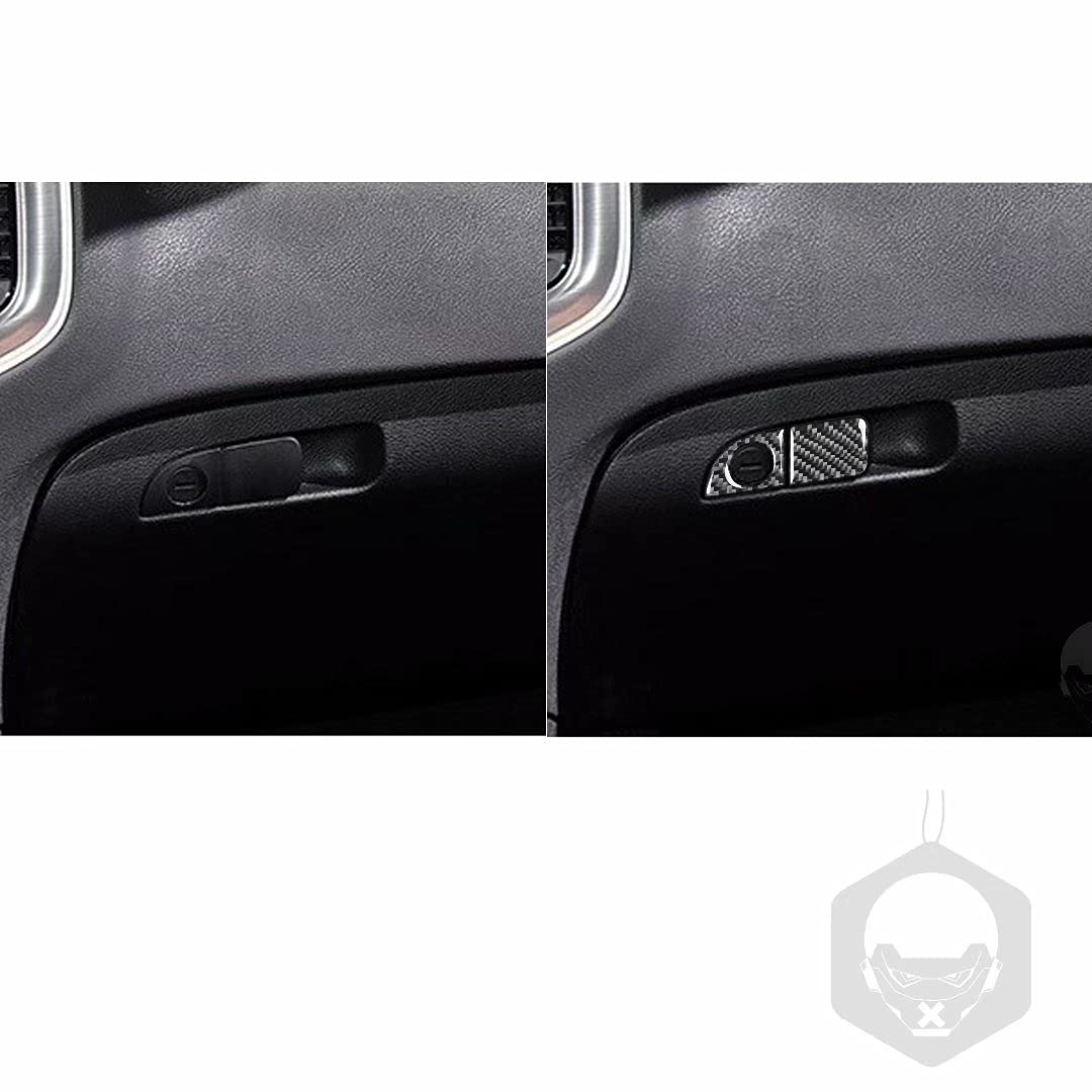CCUUNN for Dodge Charger 2011-2014 Black 3 pcs Carbon Fiber Co-Pilot Storage Box Glove Handle Frame Trim Sticker Car Interior Accessories (Black B)