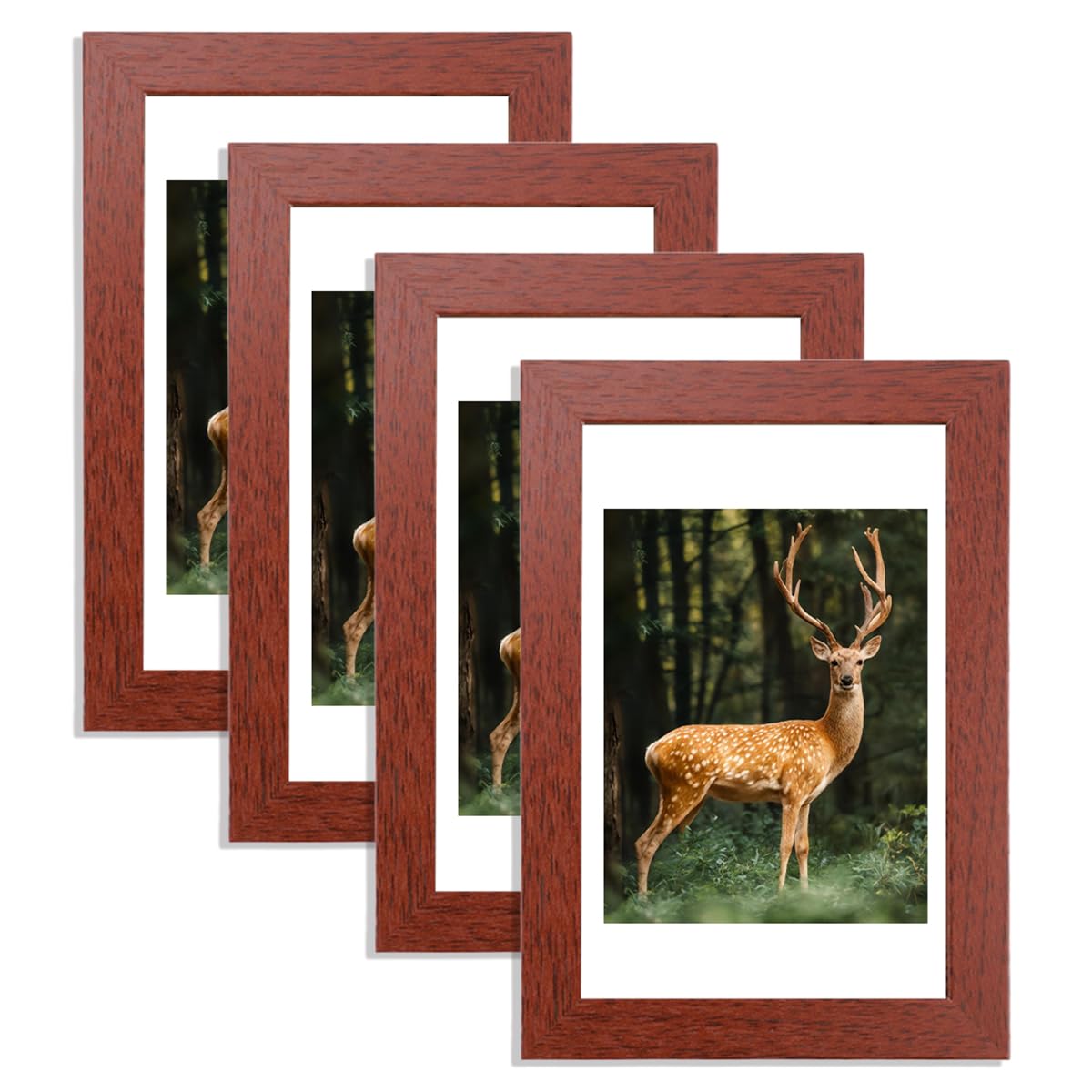 EXIN DEHCEN 4 Stück Bilderrahmen 10x15, Kleine bilderrahmen | MDF Rahmen 10x15 cm, Freistehende Fotorahmen für Den Schreibtisch, Bilder Rahmen zur Wandmontage, für Wand Tischaufstellung