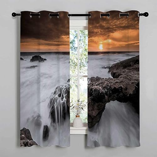 Cortinas para cocina Coast Beach Seascape - Cortina opaca para puerta de armario, 63 pulgadas de ancho por 63 pulgadas de largo, 2 paneles