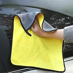 2 peças de pano de limpeza engrossado de microfibra toalhas de lavagem de carro dupla face macio de secagem rápida absorção de água pano de limpeza de janela 30 * 40 cm