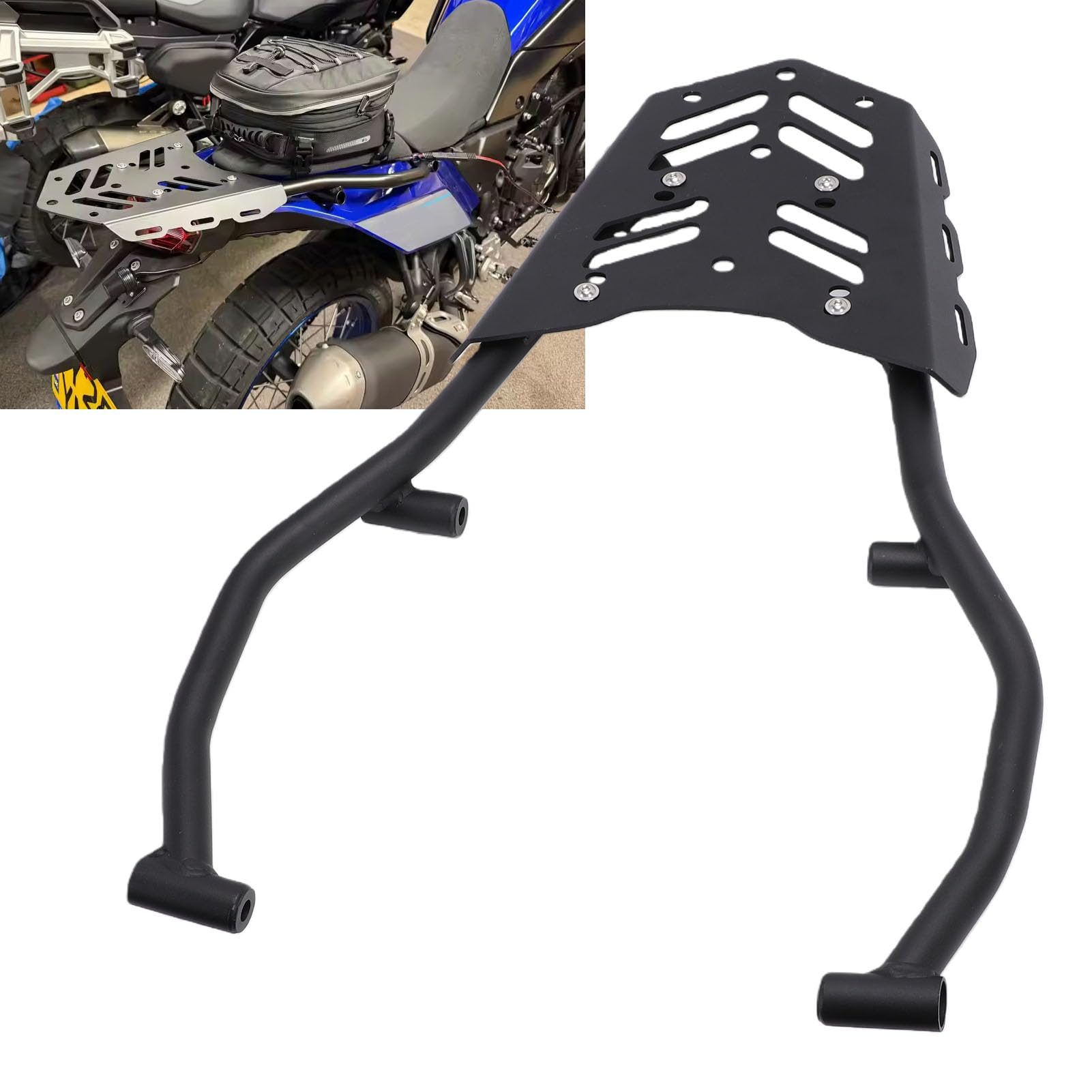 Yctze Portaequipajes para Motocicleta, Portaequipajes Trasero de Acero Al Carbono de Aleación de Aluminio para Tenere 700 XTZ700 2019 2025, con Diseño Hueco para una Fijación Segura