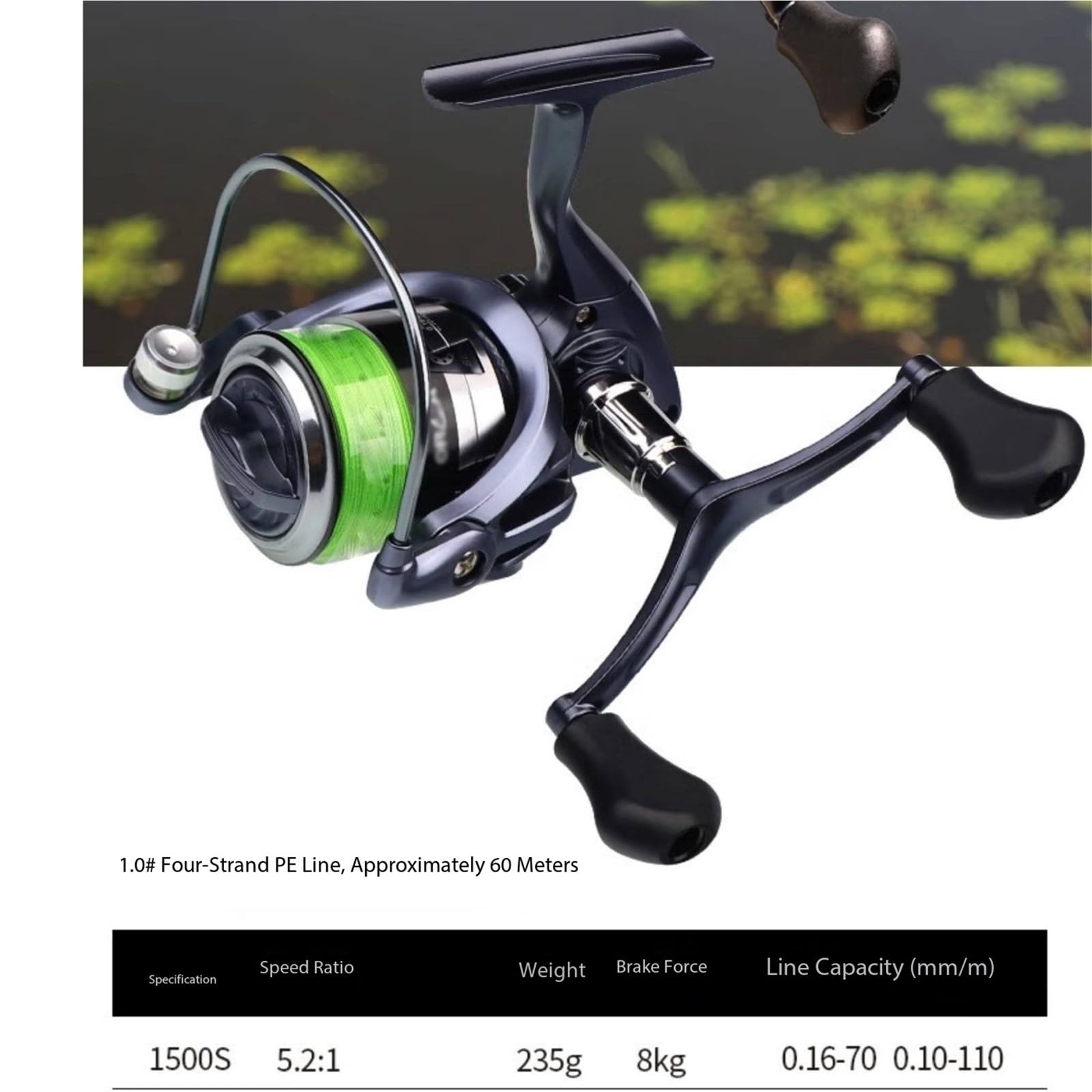 Canna da Pesca telescopica Attrezzatura da Pesca combinata con Mulinello Spinning telescopico Portatile for Trota | Filo pre-filettato pronto for pescare appena tolto dalla scatola(XS)