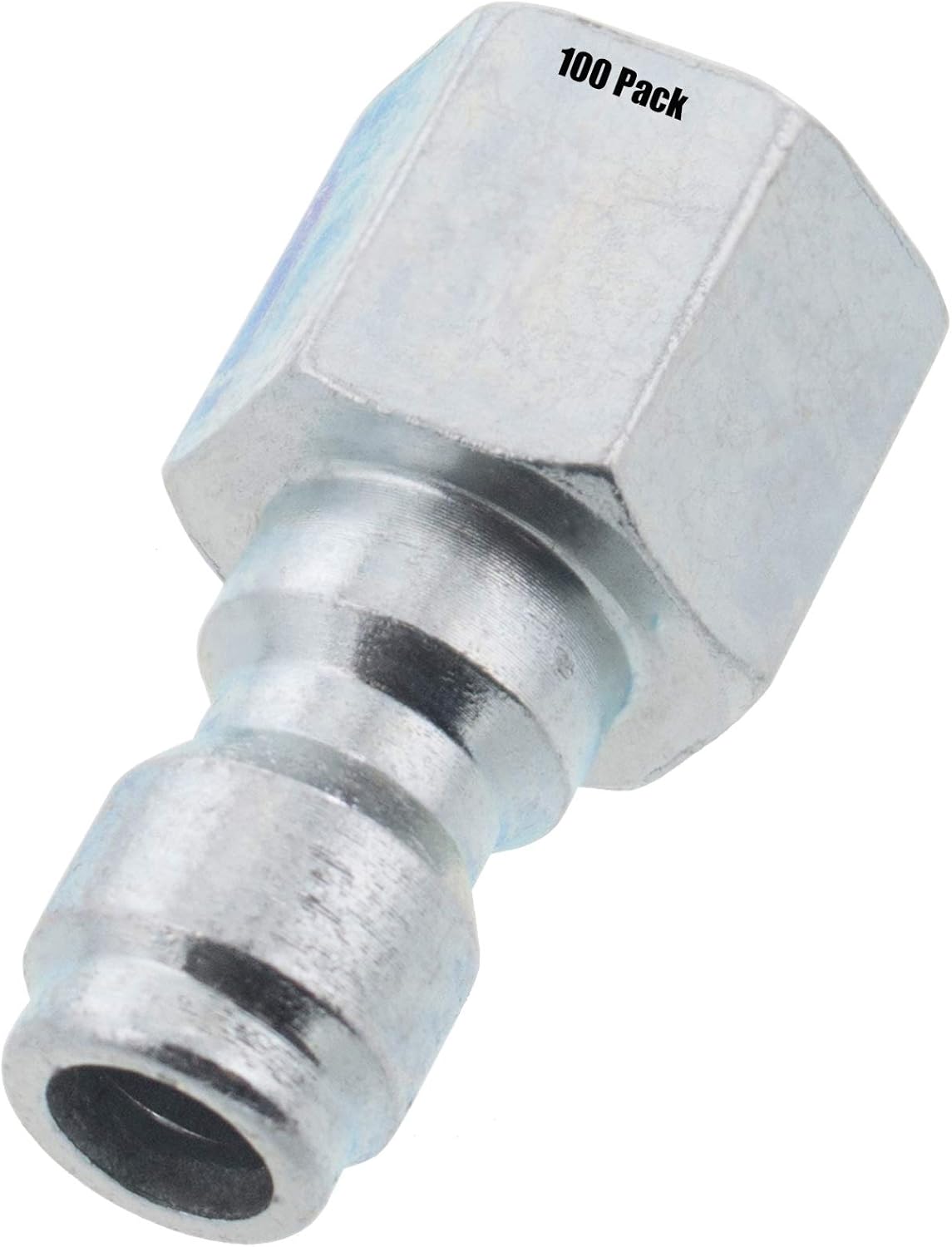 100 Erie Tools 1/4in. FPT Female Zinc Plated Steel Plug Quick Connect Coupler 4000 PSI 10 GPM for Pressure Washer Gun Hose Wand Nozzle
