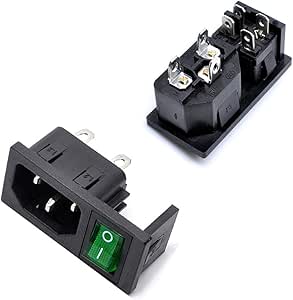 Oiyagai 5 Pezzi Connettore di Alimentazione IEC320 C14, Modulo di Ingresso con Interruttore, 250V AC 10A, Maschio (Verde)