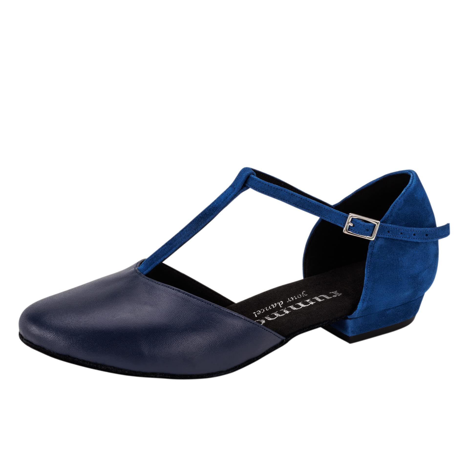 Rummos Damskie buty do tańca Carol 061-024 - skóra diva/czarny nubuk - regularny krój - obcas blokowy 2 cm - wyprodukowano w Portugalii
