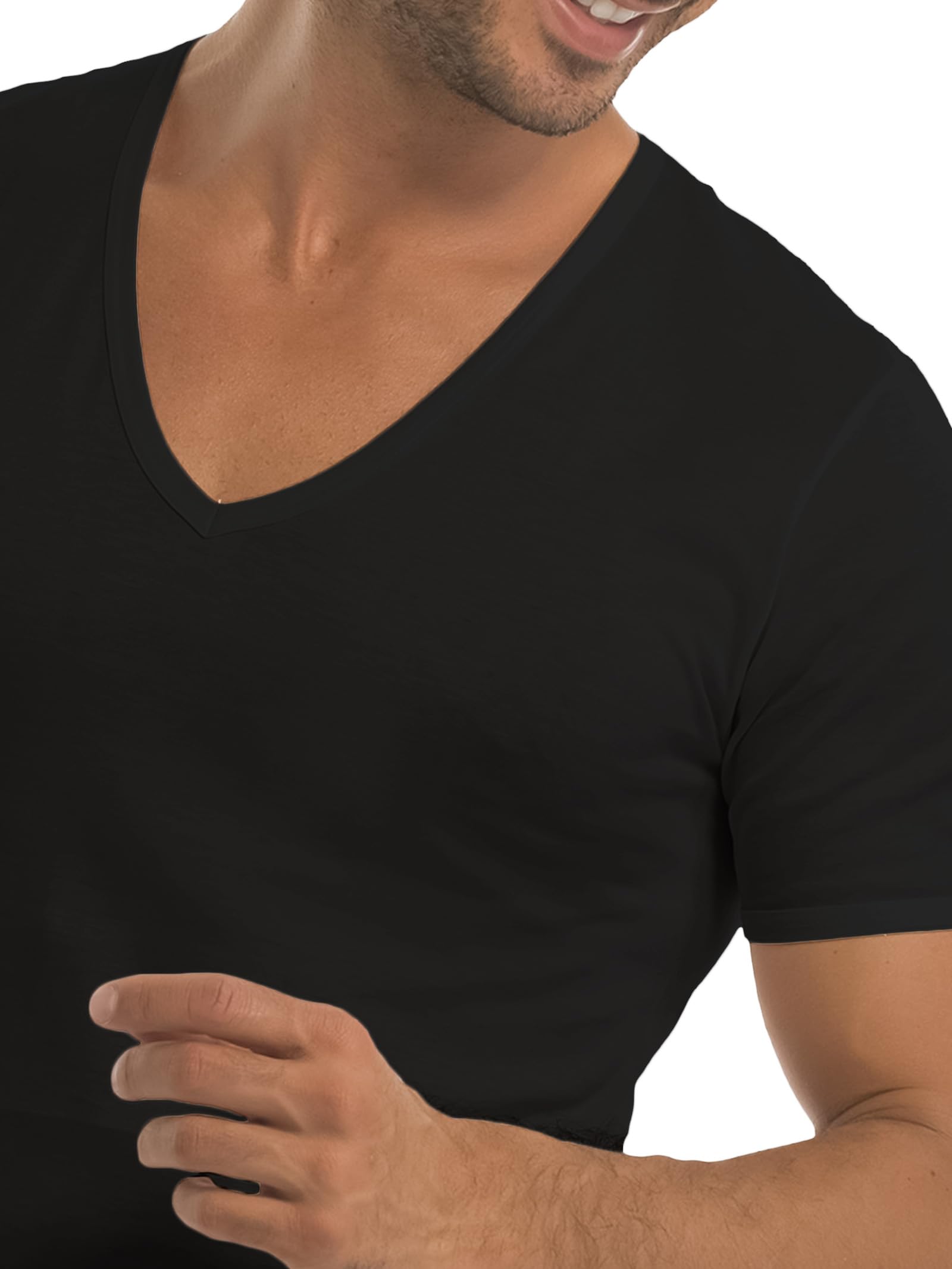 GARDA - 3pz T-Shirt Uomo Mezza Manica Scollo a V in Cotone Filo di Scozia Art. 0036