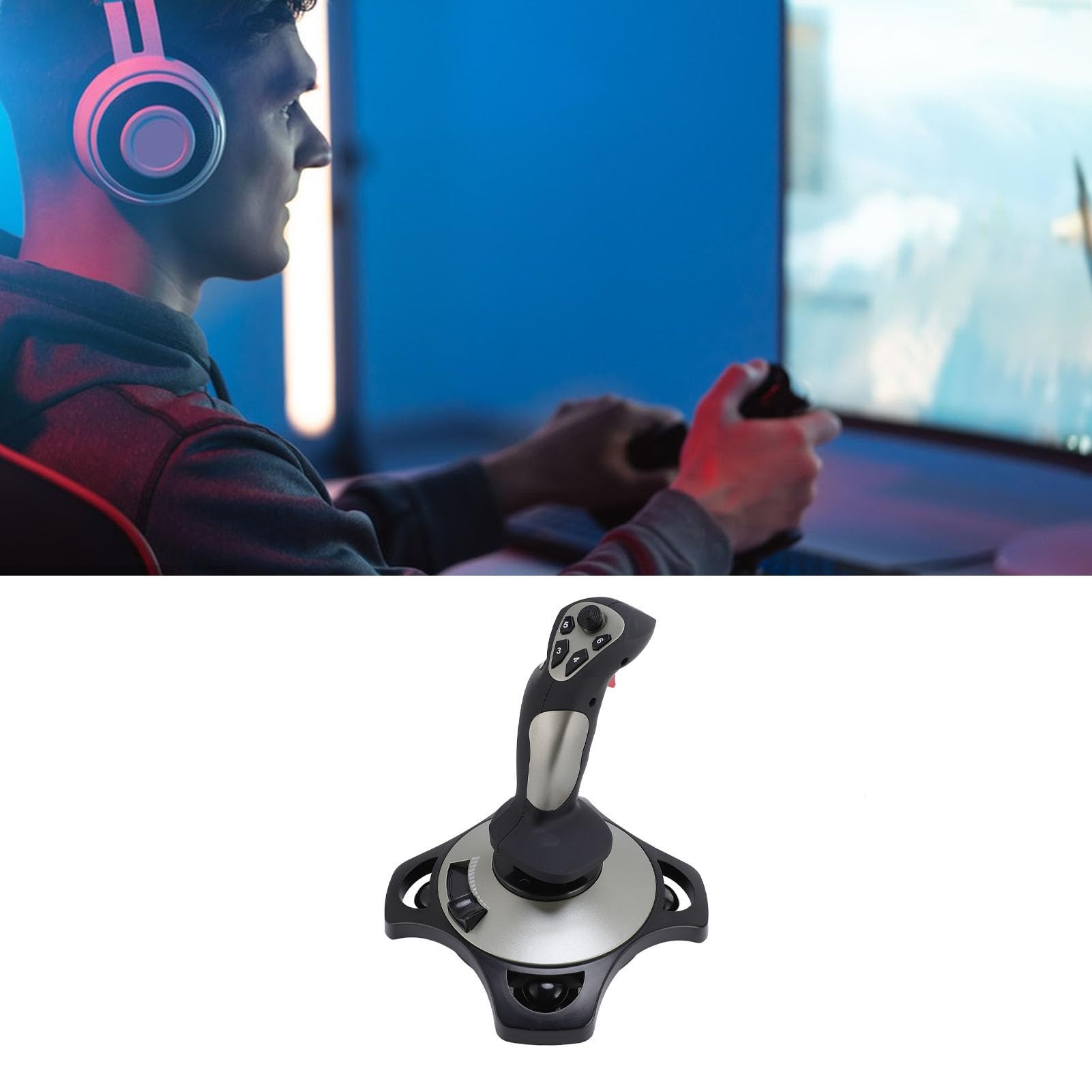 Tonysa 4 -letnia Wibracja 4 Joystick z Mocowaniem Kubka Ssącego, Programowalny Sterownik USB PC, 12 Przycisków i Szybki Spust, Gra Wtyczka, Gry SIM w Walce (bez sterownika)