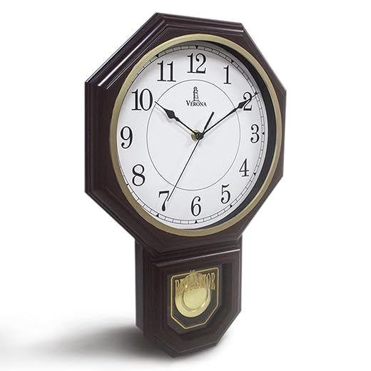 Chiming Wall Clock with Pendulum Schoolhouse Regulator Clock with Westminster Chime Battery