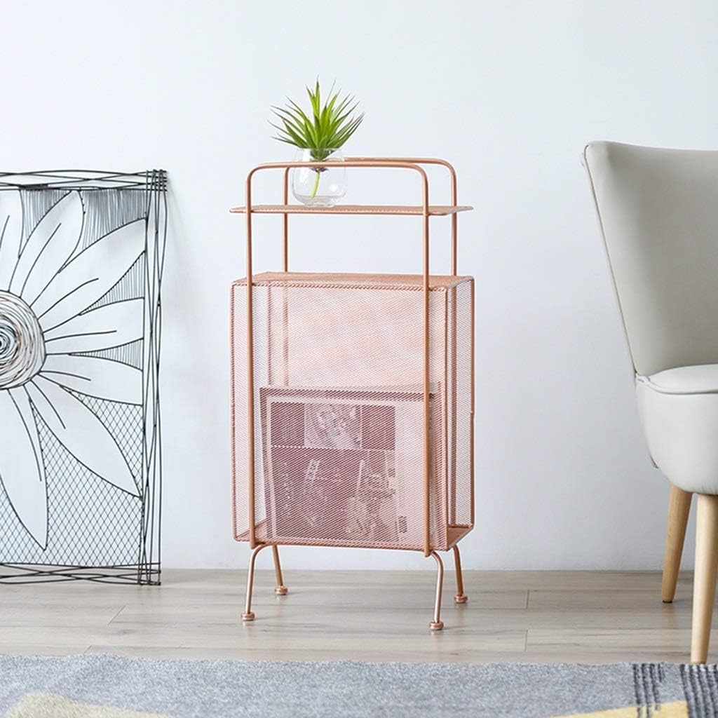 Wrought Iron Bookshelf Floor Stand Bedroom Bedside Living Room Shelf Sandwich Multi-Layer Magazine Rack