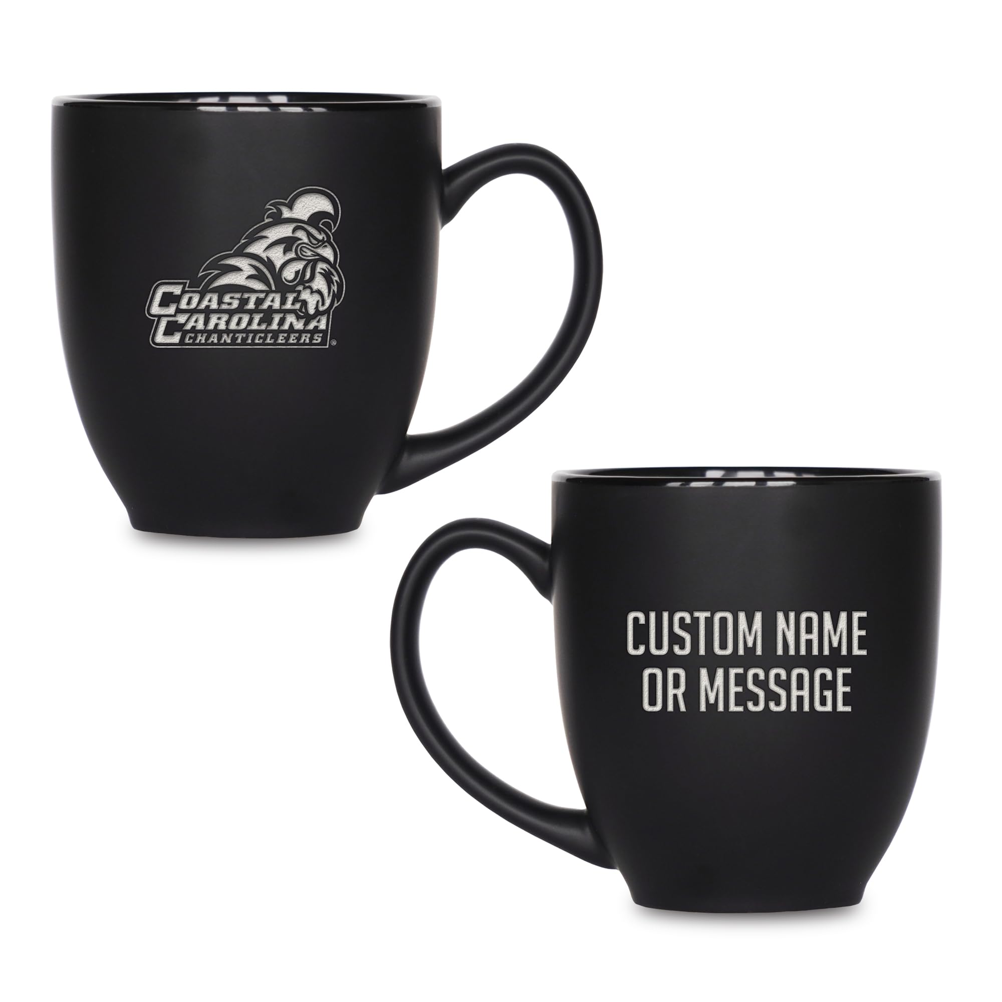 Rico Industries NCAA Primary 15-Oz Personalized Matte Black Bistro Mug - for Hot or Cold Drinks