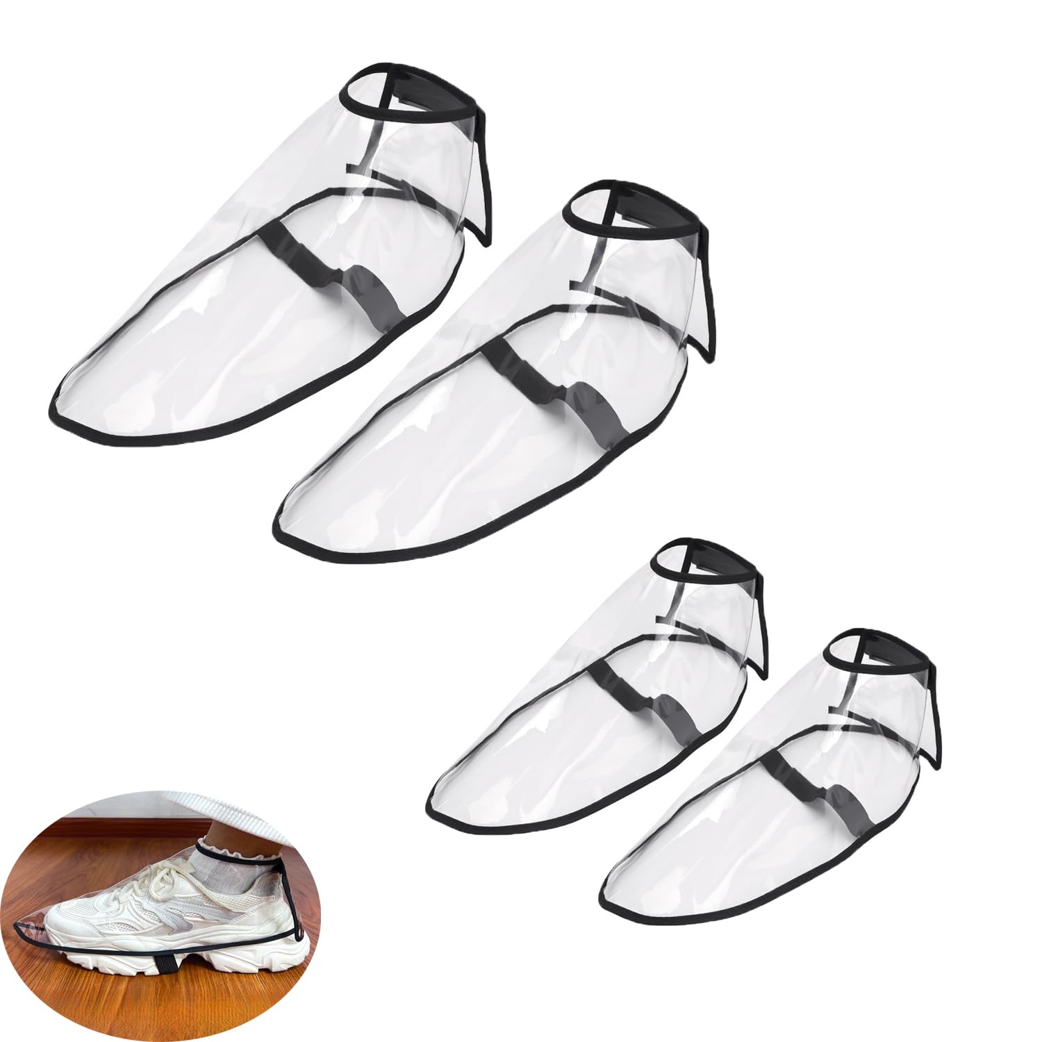 ArrErr 2 Pair Barber Shoe Covers Protector Clear Reusable Hair Dye Shoes Cap Protective Case Cover for Men Women Barbershop Hair Cutting Coloring