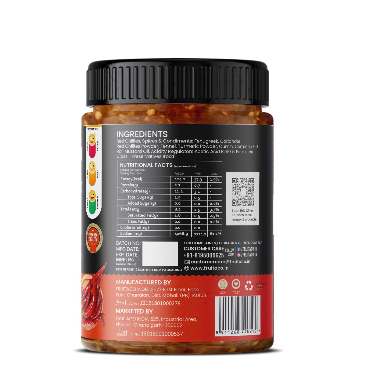Fruitaco Red Chilli Pickle – Authentic Indian Pickle with Tangy and Spicy Flavor | Perfect Side for Meal (500 Gm, Stuffed Red Chilli Pickle) - Image 2 thumbnail