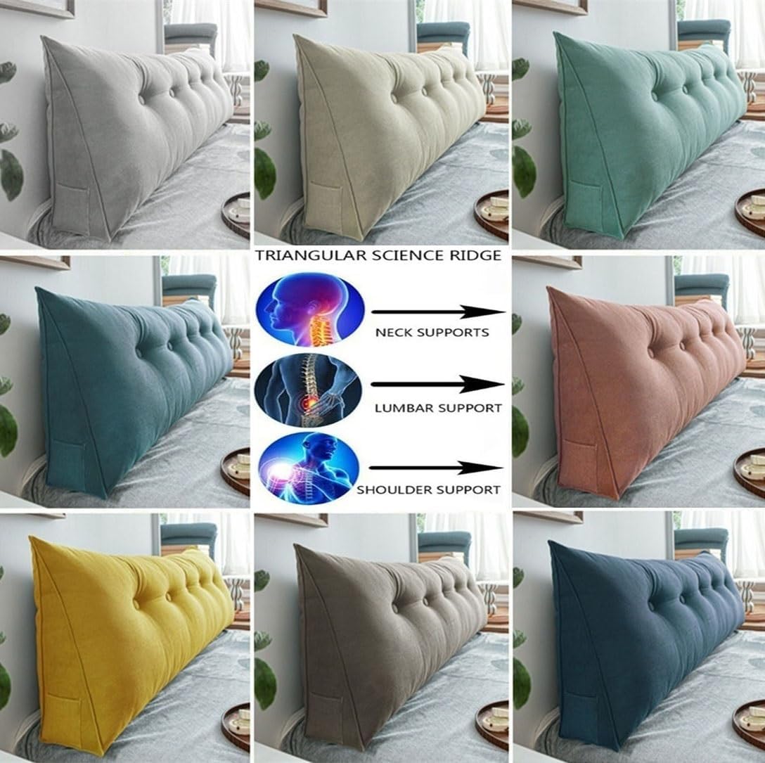 Bed / Sofa Triangular Reading Pillow, Large Headboard Pillow, Daybed Cushion Large Bolster Cushion, Headboard Backrest Positioning Support Pillow With Removable Cover ( Color : Pink , Size : 120cm/47i
