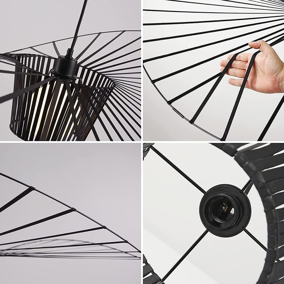 Vertigo Zawieszenie Żyrandol LED Salon Oświetlenie Sufitowe Retro Kreatywne Włókno Szklane/Poliuretanowy Kapelusz Projekt Kuchni Sypialni Dekoracyjne Oświetlenie E27 100cm Czarny