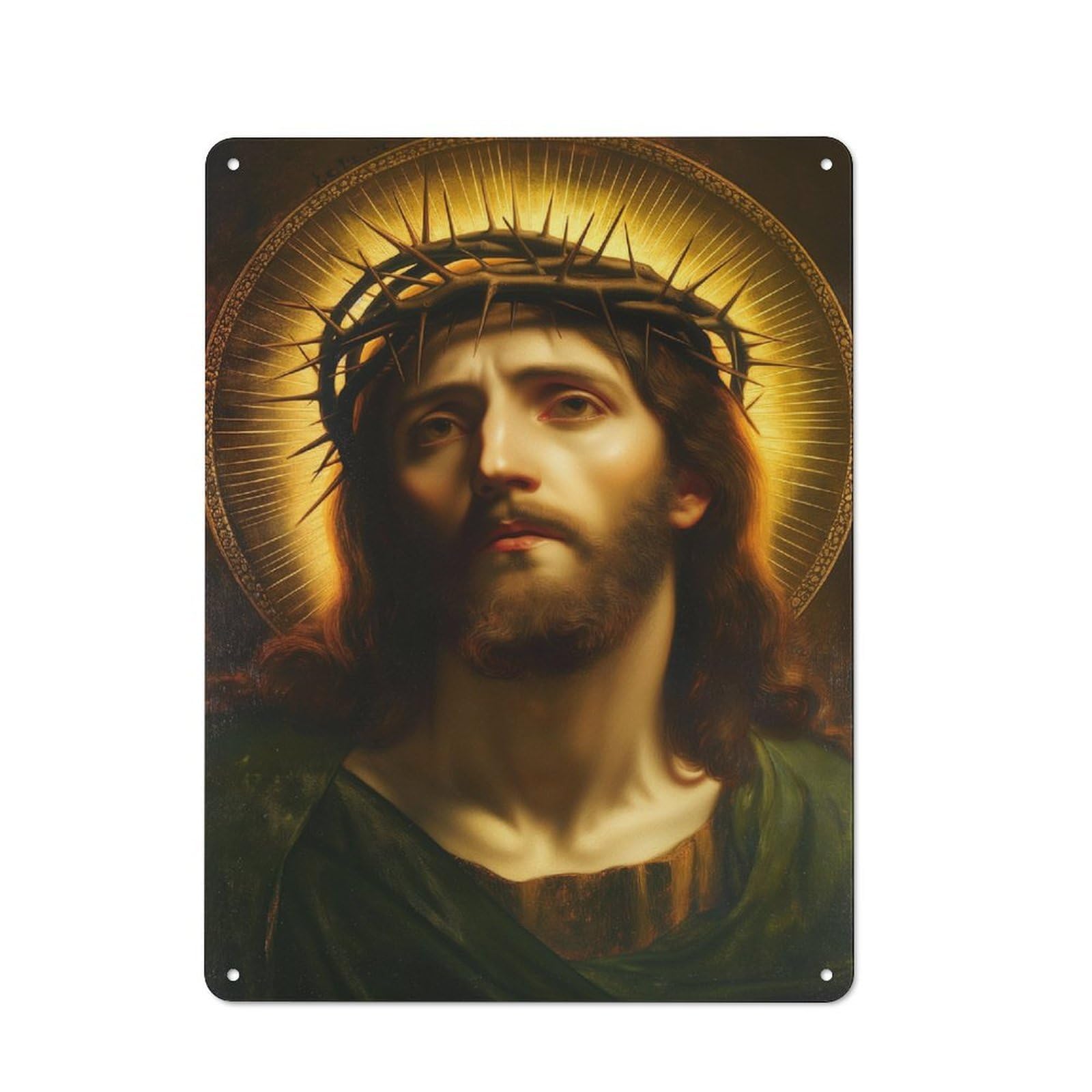 Junmoney Jesus Christ With Crown Of Thorns Vintage Tin Sign 40X30cm For Home Bar Wall, For Collectors Of Vintage Metal Wall Decor