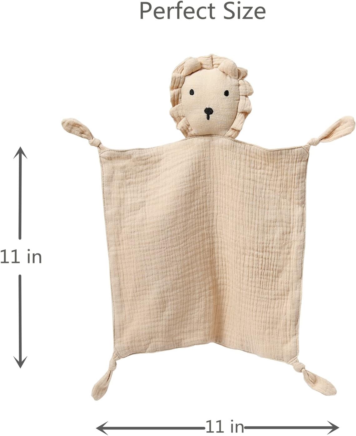 insular Lovey Blanket for Boys and Girls, Organic Cotton Muslin Security Blanket for Babies, Soft Breathable Lovie Soothing Towel for Newborn and Infant, 2 Pcs Set (Beige&Khaki) - Image 2