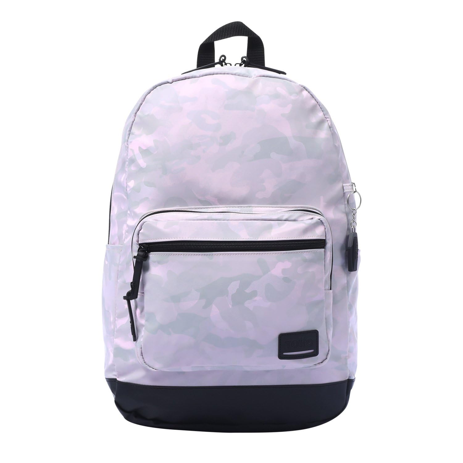TOTTO - Mochila para Ordenador Portátil de 14 Pulgadas, Modelo Tocax, 2 Compartimentos, Bolsillo con Organizador y Porta Móvil, Bolsillo Botella, Espaldar Ergonómico, Estampado Iridiscente White
