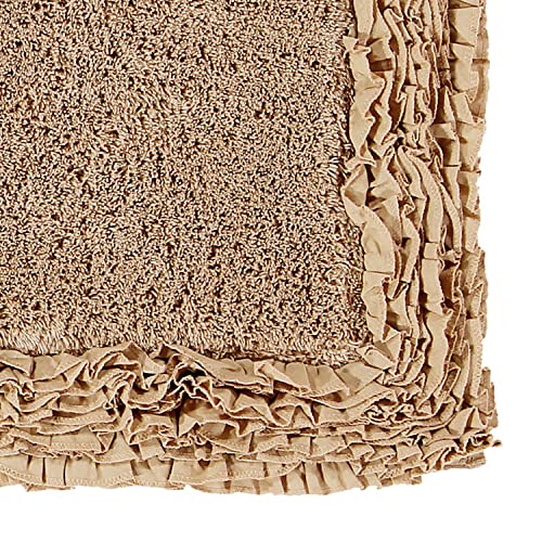 Image of Better Trends 30 inch Heart Shaped Rugs 100% Cotton Soft Non Slip Doormat Washable Water Absorbent Rugs for Home Entrance Bathroom Shower Floor Decor, Beige Shaggy Border Collection