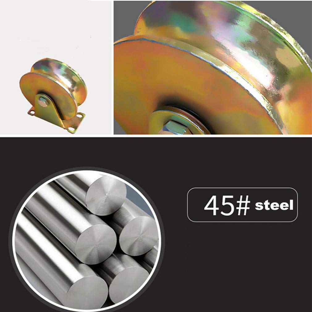 VGGBNG Pulley Wheel, U-Type Groove Wheel, Sliding Gate Roller with Bracket,Heavy Duty Barn Door Casters,45# Steel Slide Gate Hardware,for Gate Frame,Industrial Machines Carts,Wire Rope Rail(60mm)