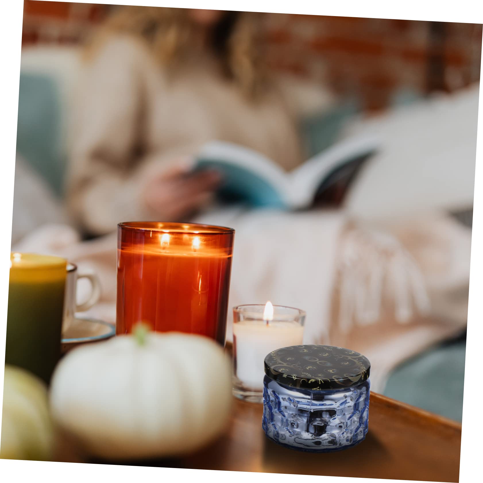 Beatifufu Elegant Glass Aromatherapy Candle Holder Empty Candle Cup for Home Decor