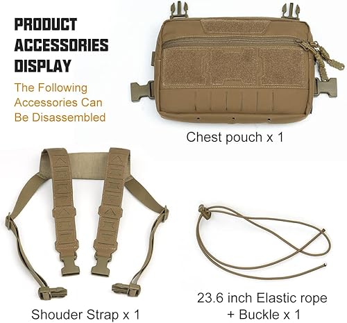 Miniatura 7 de TOPTACPRO Bolsa táctica para el pecho con kit de reconocimiento, bolsa multifunción para herramientas, chaleco Molle, 500D, nailon Cordura