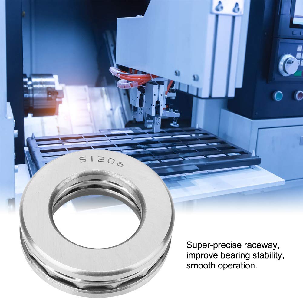 Ejoyous Roulement de Butée 51206 Roulement à Billes Axial en Acier de Haute Précision 30 Mm X 52 Mm X 16 Colonne Unique à Faible Bruit pour la Maintenance d'installation d'équipement de Machines