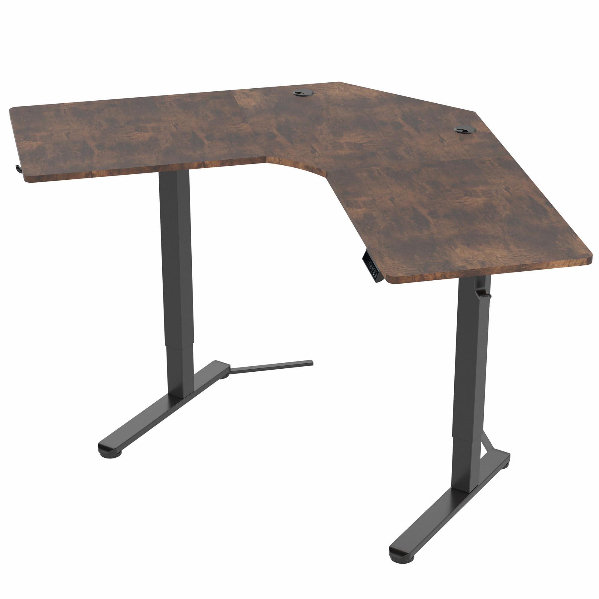 VIVO Electric Corner L-Shaped 47 x 47 in Standing Desk Memory Height Adjustment Rustic Vintage Brown Top Black — view 9