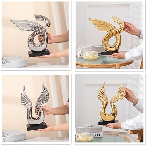 Miniatura 7 de Anding Decoración para el hogar, arte moderno, estatua de cerámica, decoración de mesa dorada para comedor, sala de estar, oficina, centro de mesa