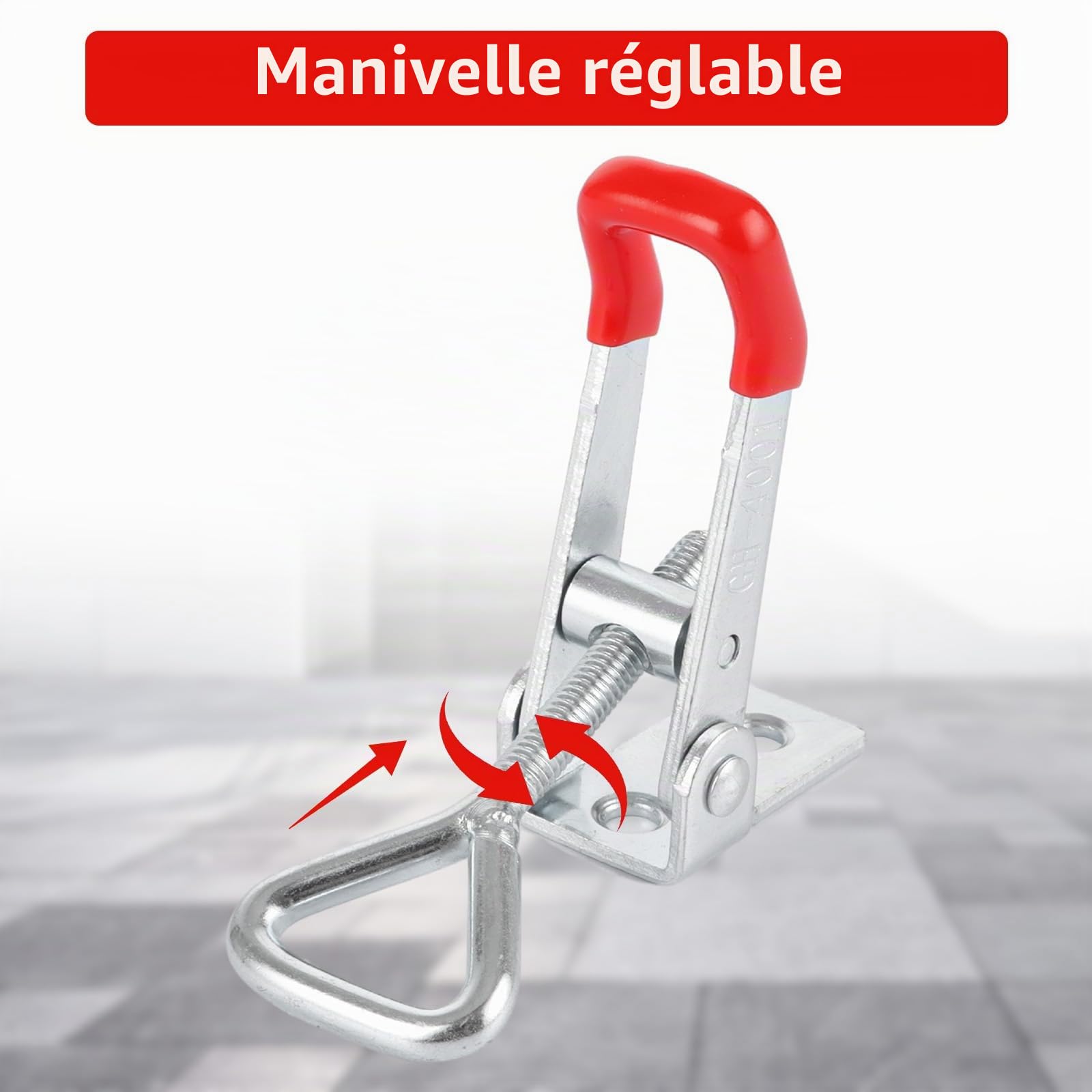 WOPPLXY 20 Pièces Bascule Pince de Force de Préhension 150kg/330lbs, Bascule Pince Réglable de GH-4001, Loquet à Bascule en Acier au Carbone pour Caisses, Tiroir, Armoire, Porte Fenêtre