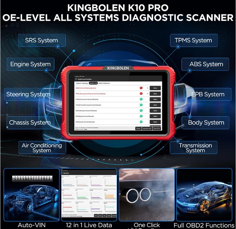 K10 PRO ELITE OBD2 Scanner ECU Codifica 40+ Servizio CANFD FCA Strumento Diagnostico Tutto il Sistema Test Attivo 2 Anni Aggiornamento Gratuito