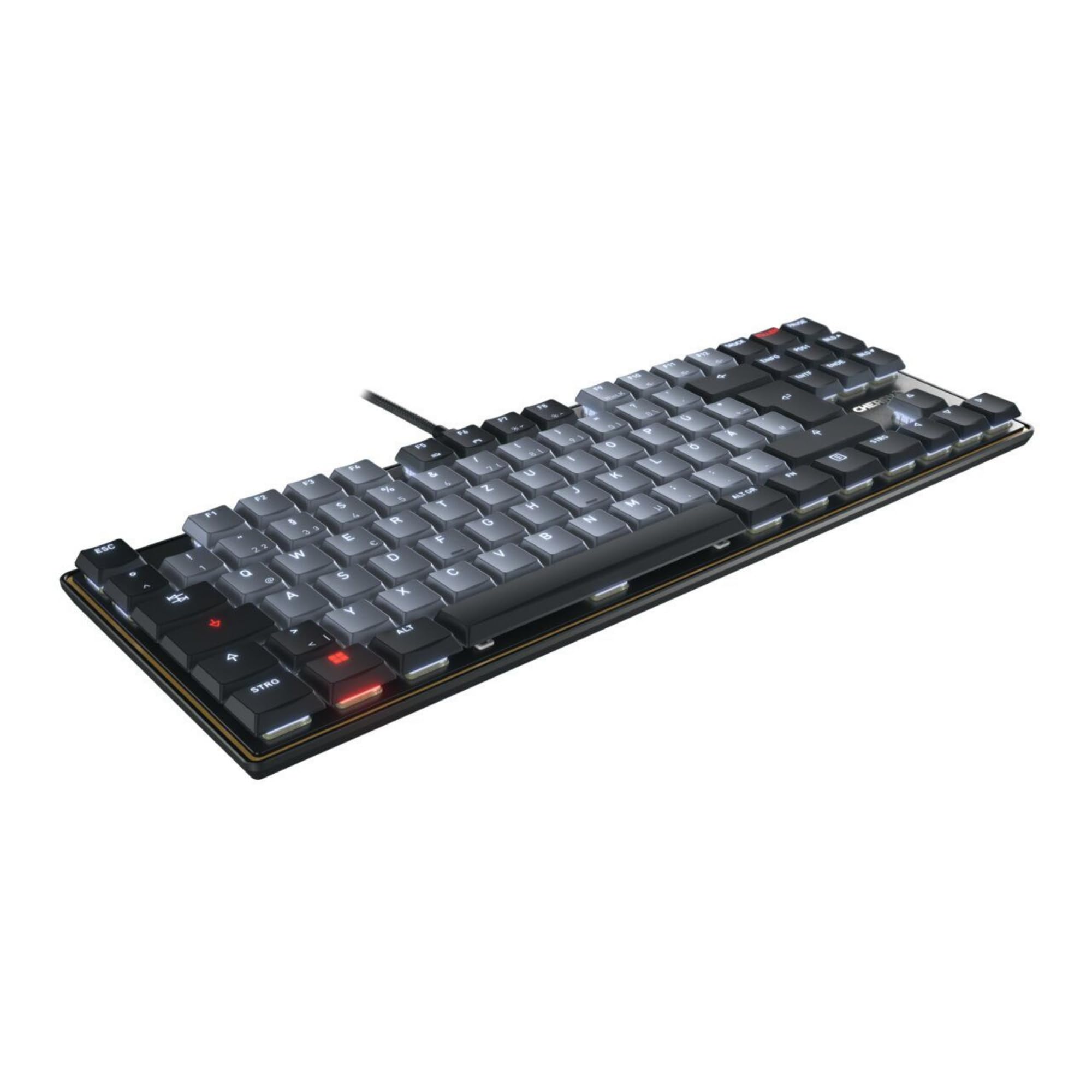 CHERRY KC 500 MX LP TKL, Tastiera Meccanica A Basso Profilo Senza Tastierino Numerico, Layout Tedesco (QWERTZ), USB-A, Interruttori MX LP 2.0 IVORY, Nero